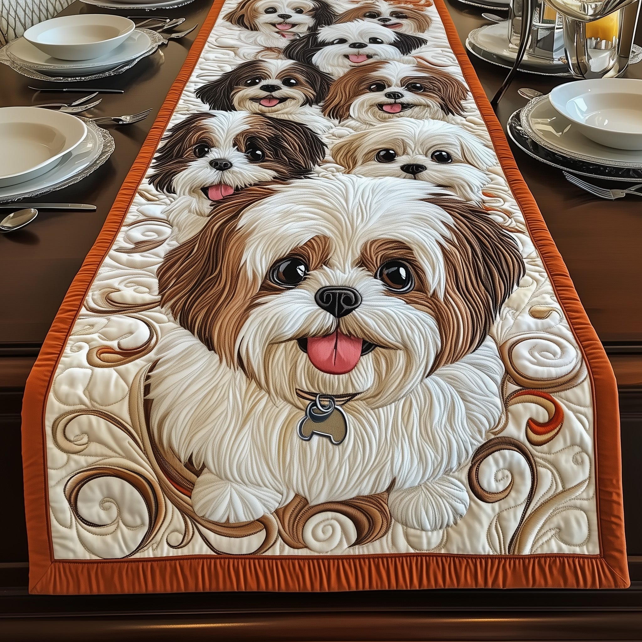 Adorable Shih Tzu Quilted Table Runner GFTOYC710