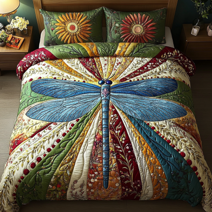 Dragonfly 3-Piece Quilted Bedding Set NCU0VT155
