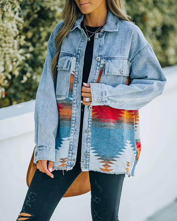 Patchwork Long Sleeve Women's Retro Jacket