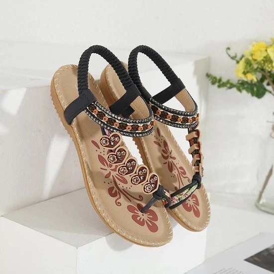 Walking Women Sandals Anti-rubbing Flat Vintage Flip-flops Rubber Summer Casual