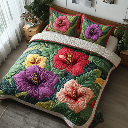 Hibiscus 3-Piece Quilted Bedding Set NCU0VT135