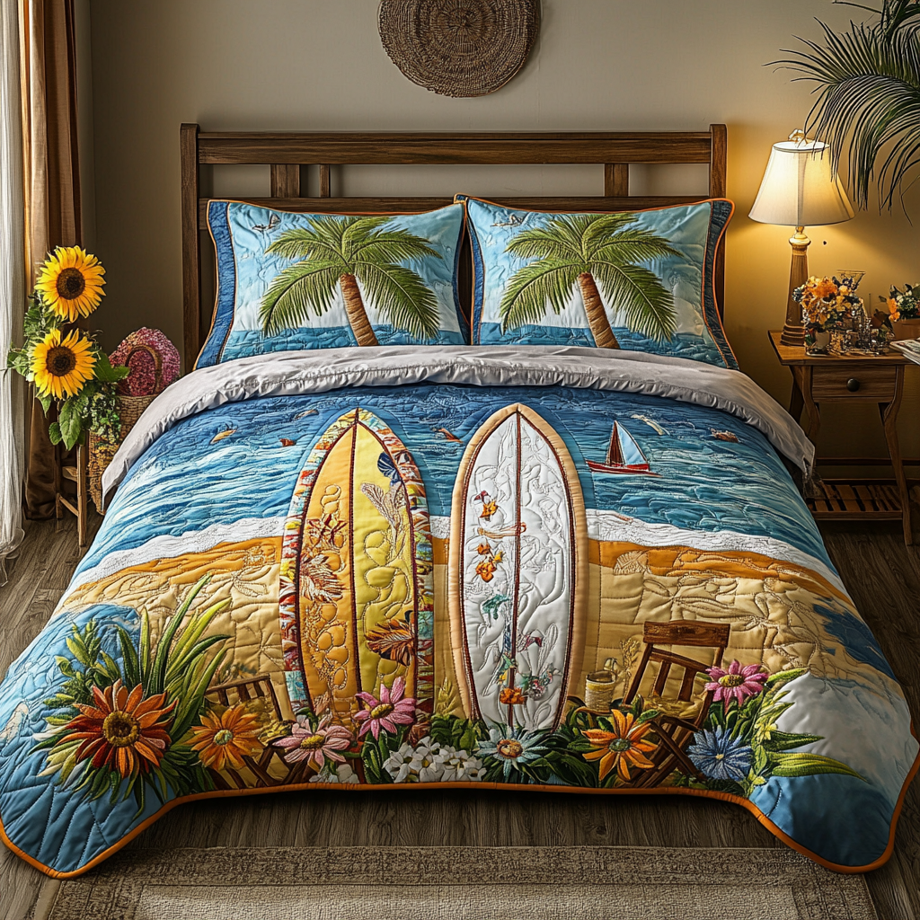 Island Breeze 3-Piece Quilted Bedding Set NCU0VL1844