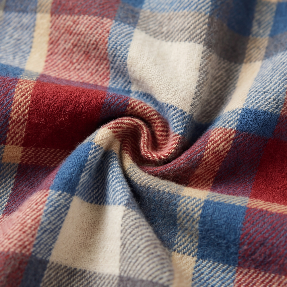 Contrast Denim Plaid Hooded Jacket