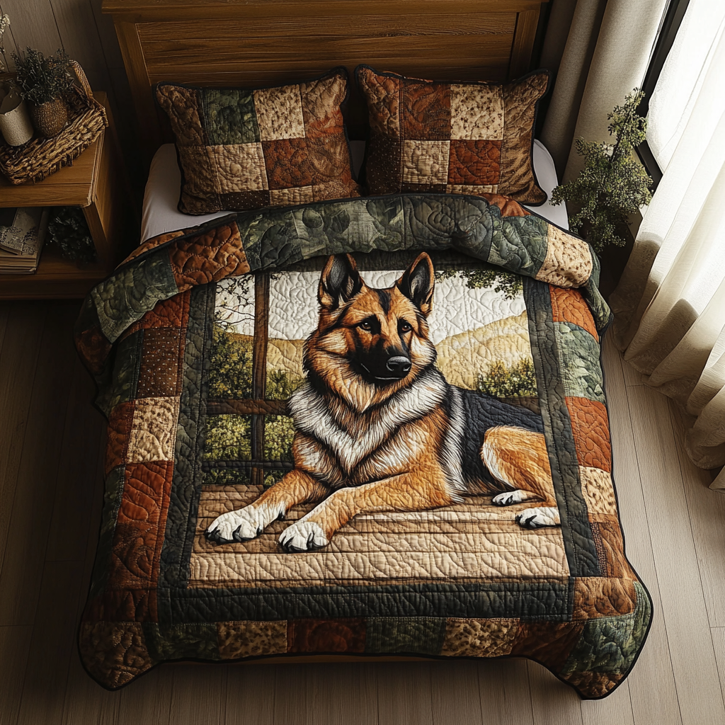 German Shepherd 3-Piece Quilted Bedding Set NCU0VT132