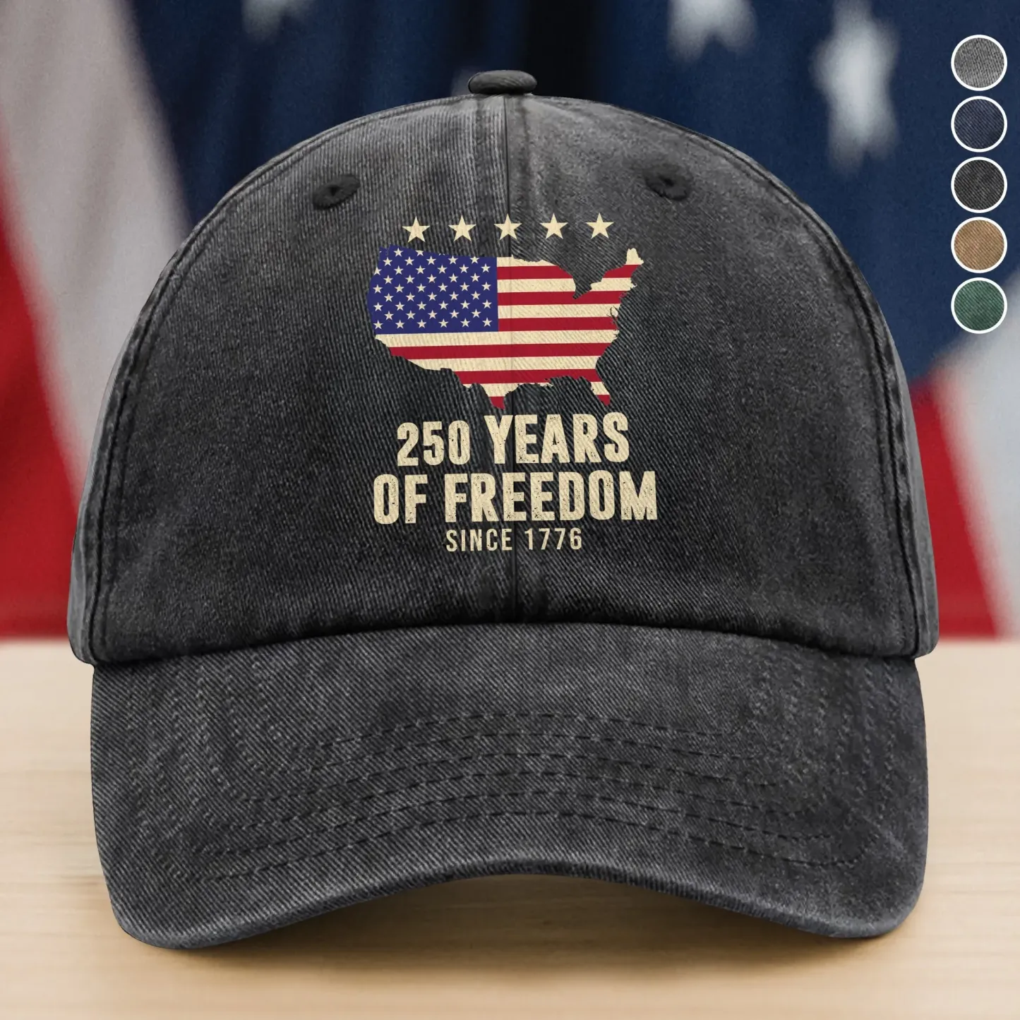 America 250th Anniversary 1776 2026 America 250 Years of Freedom Washed Denim Baseball Cap