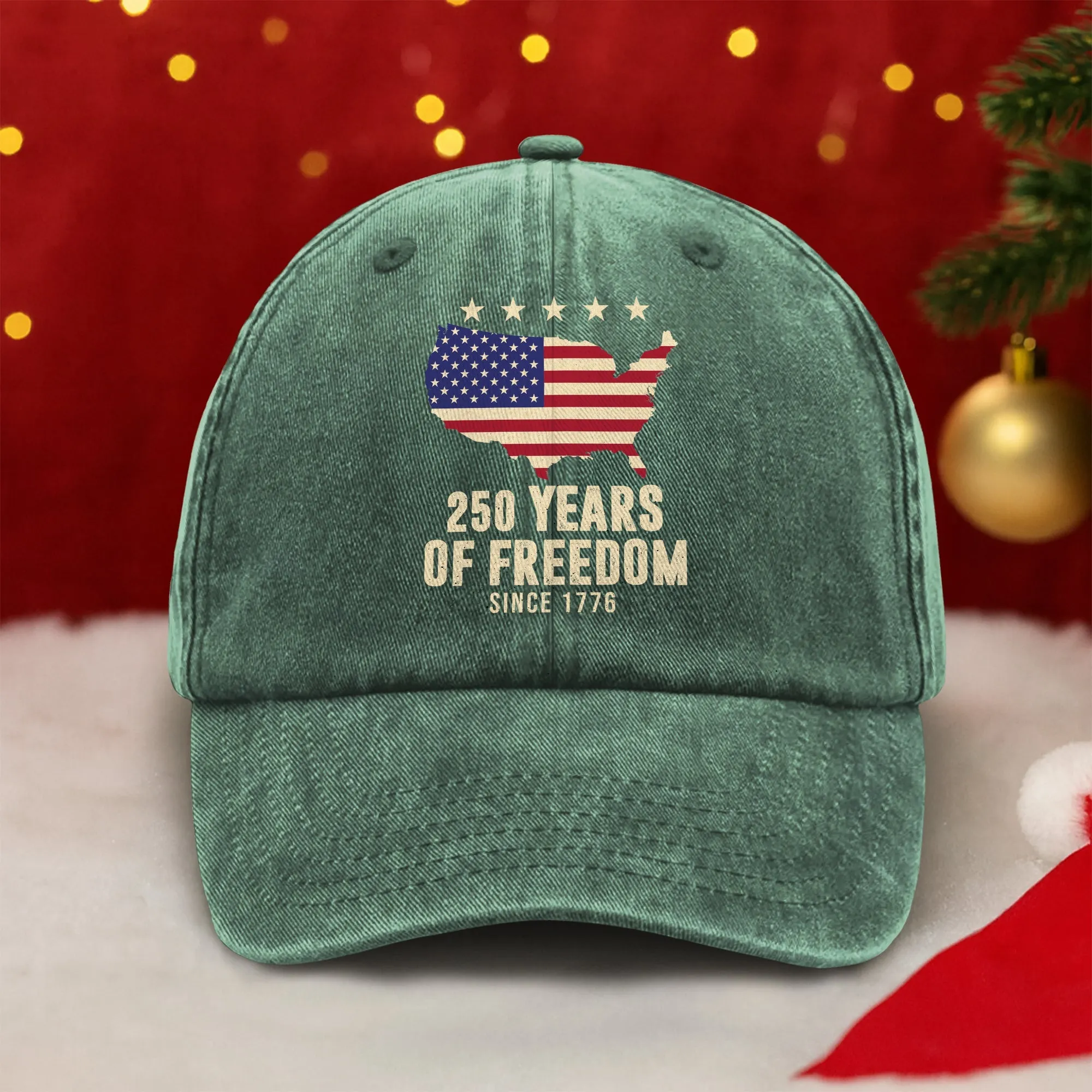 America 250th Anniversary 1776 2026 America 250 Years of Freedom Washed Denim Baseball Cap