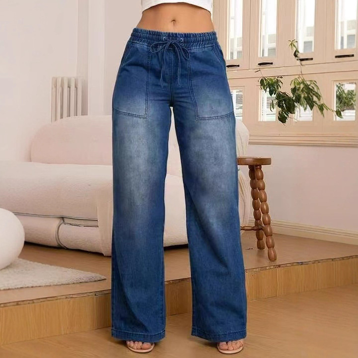 New Women's Casual Slim Straight Jeans High Elasticity Cotton Polyester Denim Jeans