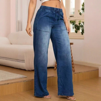 New Women's Casual Slim Straight Jeans High Elasticity Cotton Polyester Denim Jeans