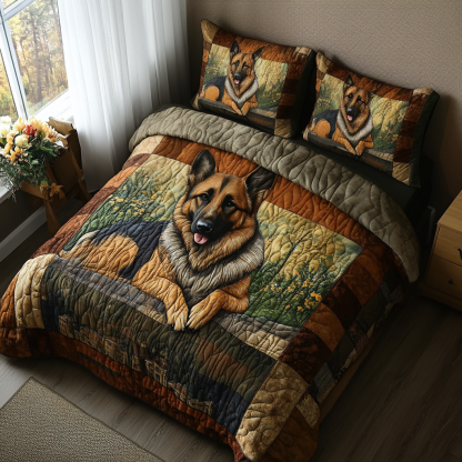 German Shepherd 3-Piece Quilted Bedding Set NCU0VT132