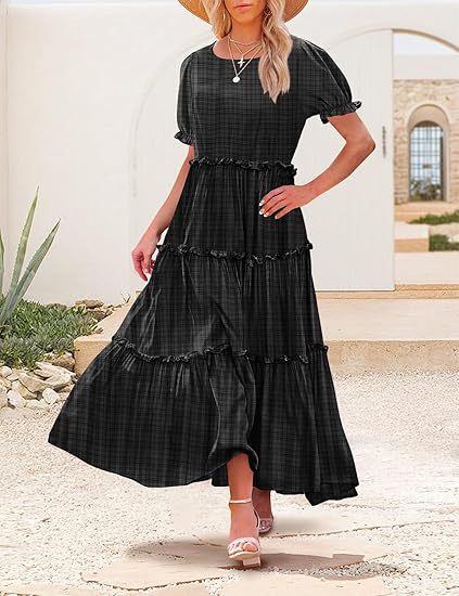 Womens Frill Summer Boho Floral Holiday Dresses