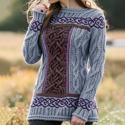 Women's Celtic Classic Knotted Contrast Jacquard Sweater