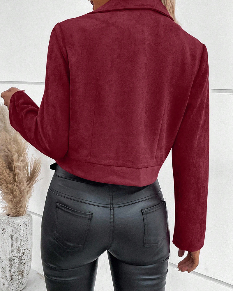 Women’s Stylish Short Suede Jacket Coat
