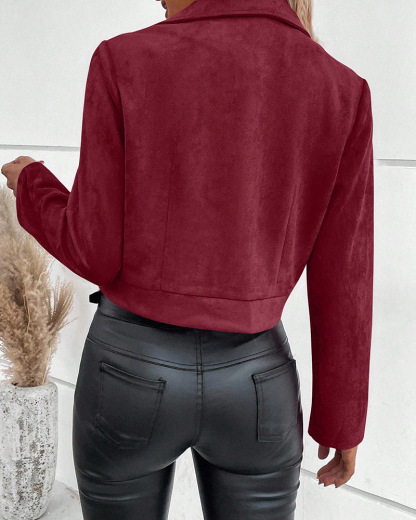 Women’s Stylish Short Suede Jacket Coat