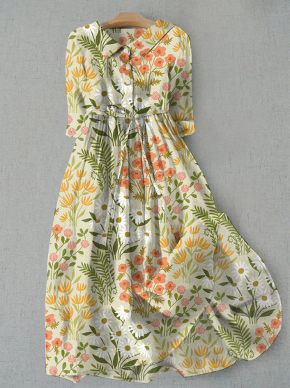 Women's Elegant Vintage Floral Patchwork Dress