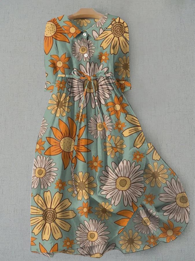 Women's Elegant Vintage Floral Patchwork Dress