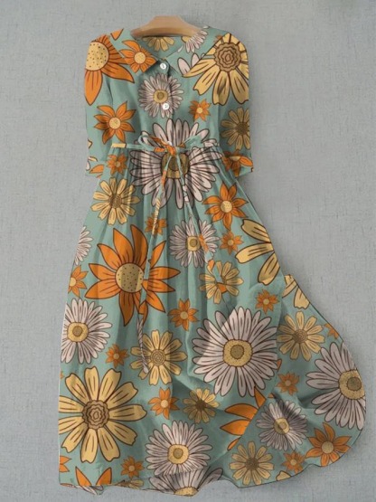 Women's Elegant Vintage Floral Patchwork Dress