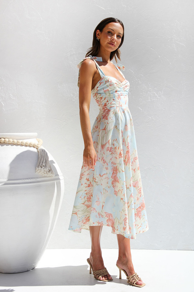 Sweet Pea Tied Shoulder Midi Dress Floral