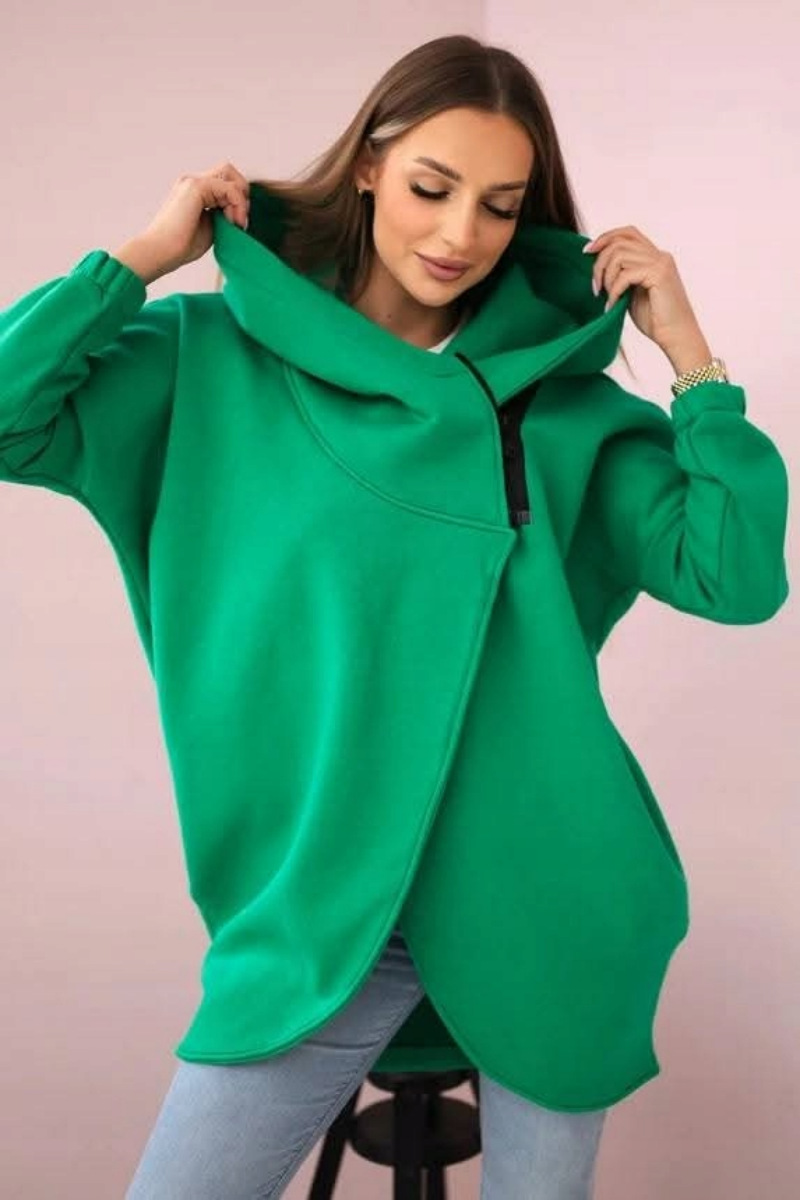 Solid Color Loose Hooded Zip-up Casual Sports Jacket