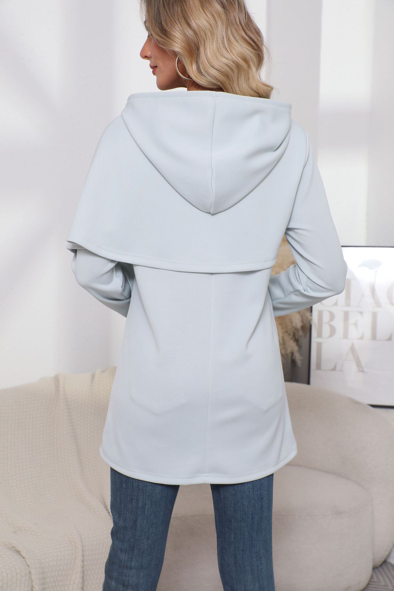 Women’s New Loose Elegant Hoodie – Long Sleeve Irregular Solid Color Sweatshirt