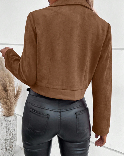 Women’s Stylish Short Suede Jacket Coat