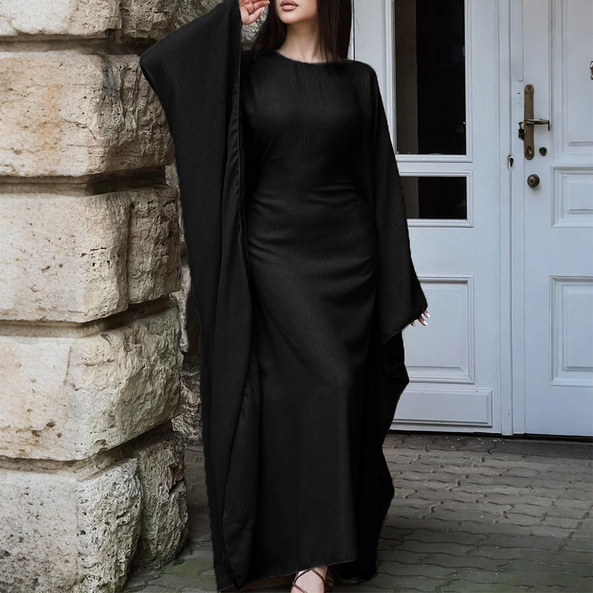 Women's Elegant Solid Color Long Sleeve Evening Dress