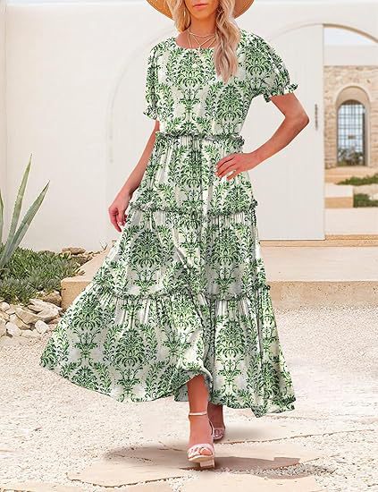 Womens Frill Summer Boho Floral Holiday Dresses