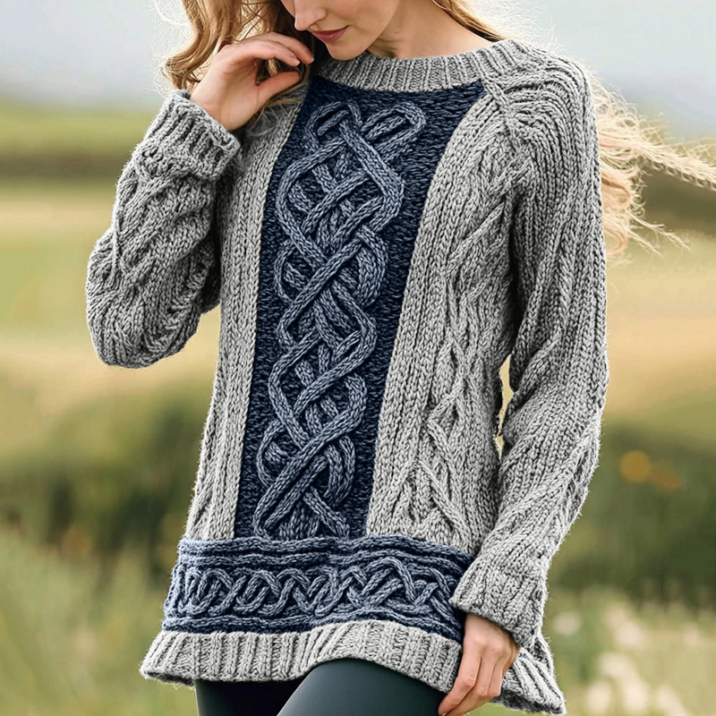 Women's Celtic Classic Knotted Contrast Jacquard Sweater