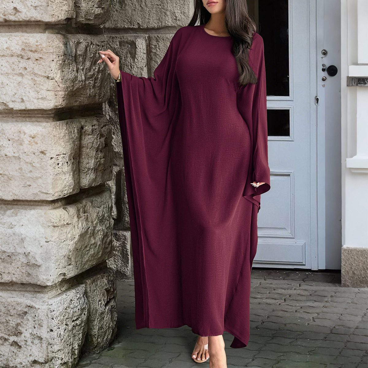 Women's Elegant Solid Color Long Sleeve Evening Dress