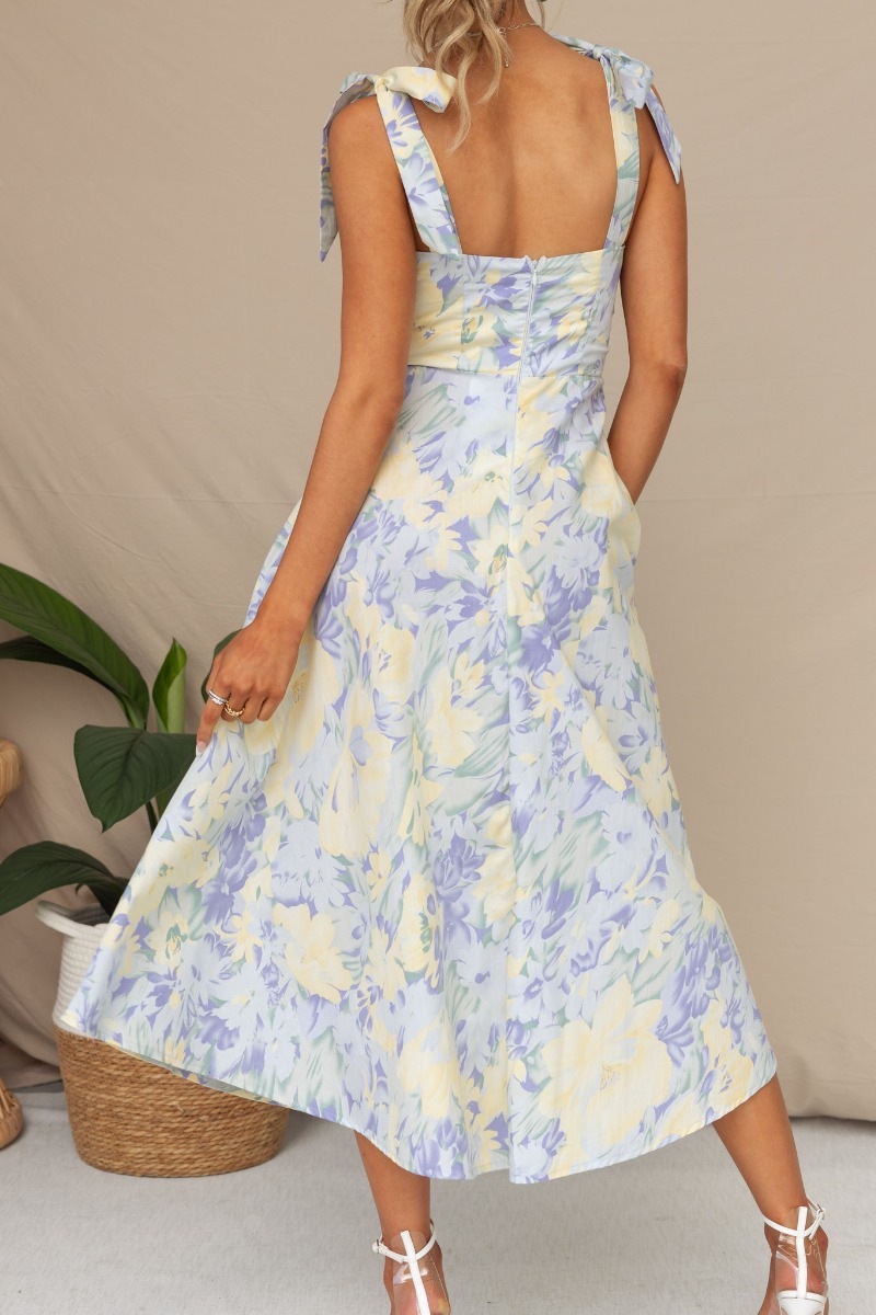 Sweet Pea Tied Shoulder Midi Dress Floral