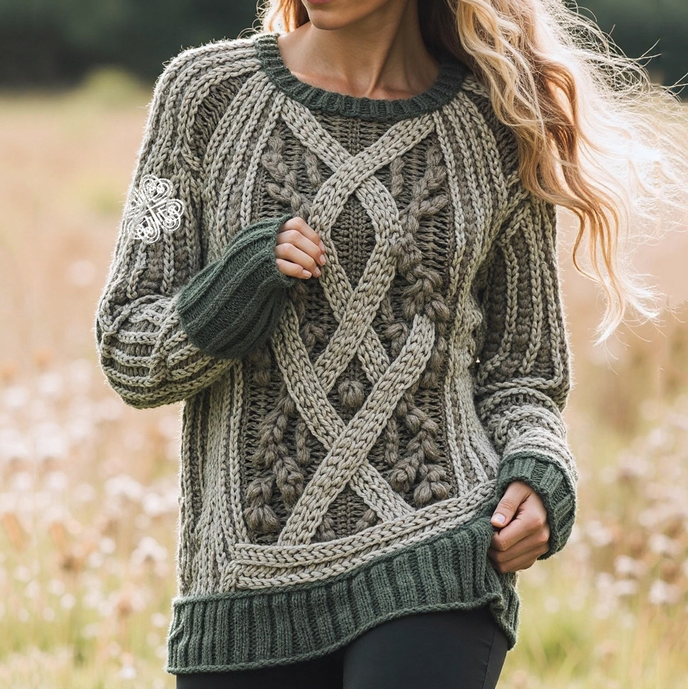 Women's Celtic Classic Knotted Contrast Jacquard Sweater