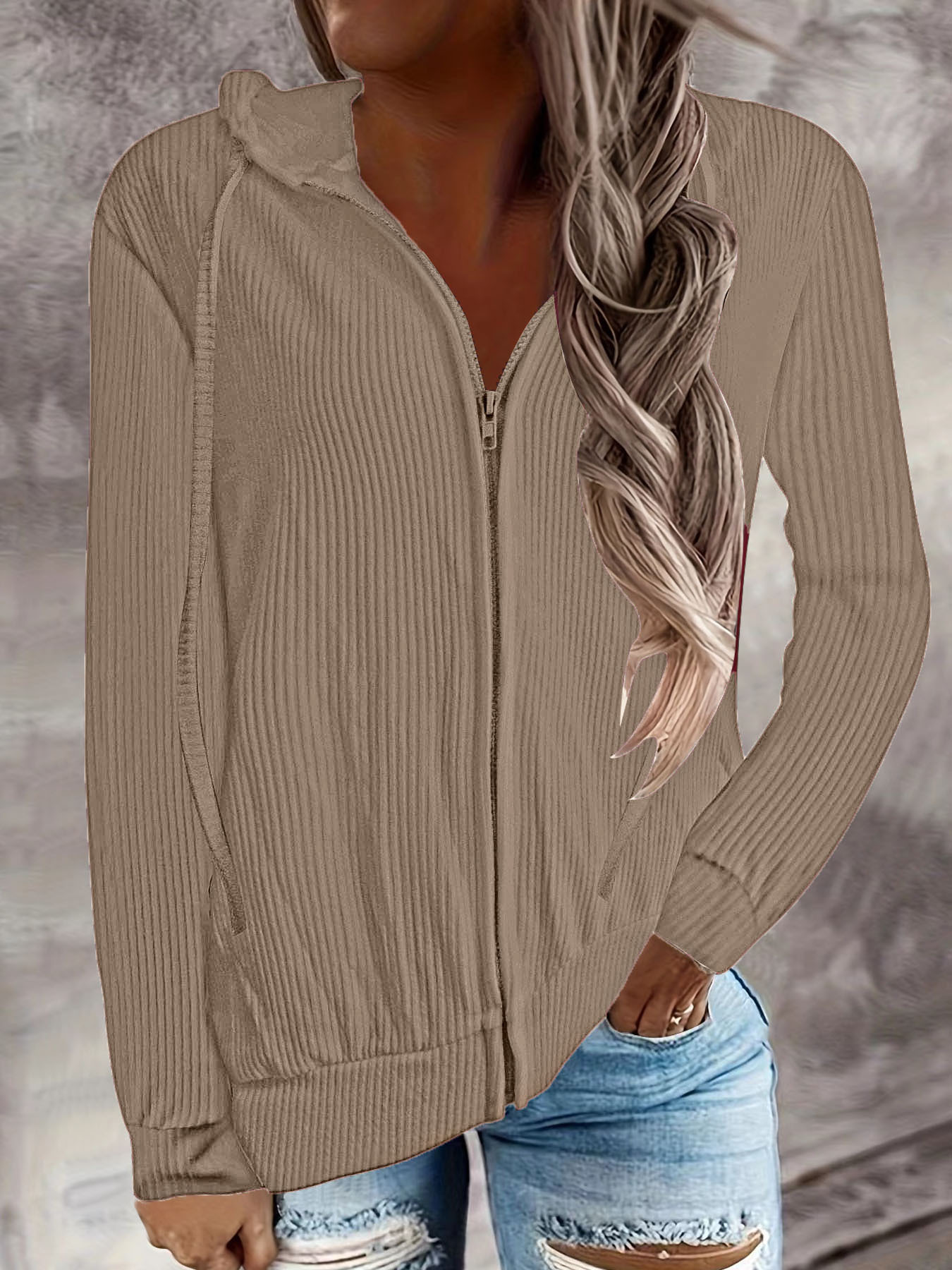 Women's Casual Zip Hoodied Jacket