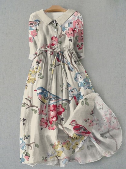 Women's Elegant Vintage Floral Patchwork Dress