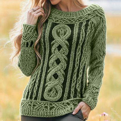 Women's Celtic Classic Knotted Contrast Jacquard Sweater