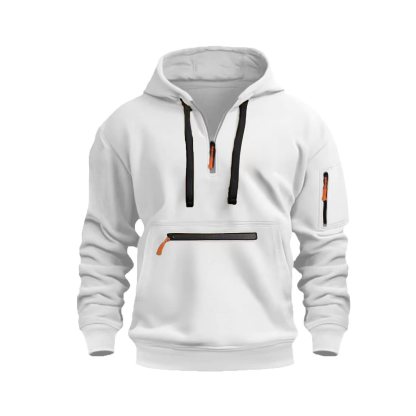 Men’s Waterproof Hooded Pullover – Sporty Half-Zip Jacket with Multi Pockets