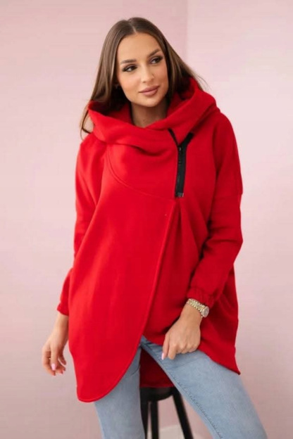Solid Color Loose Hooded Zip-up Casual Sports Jacket