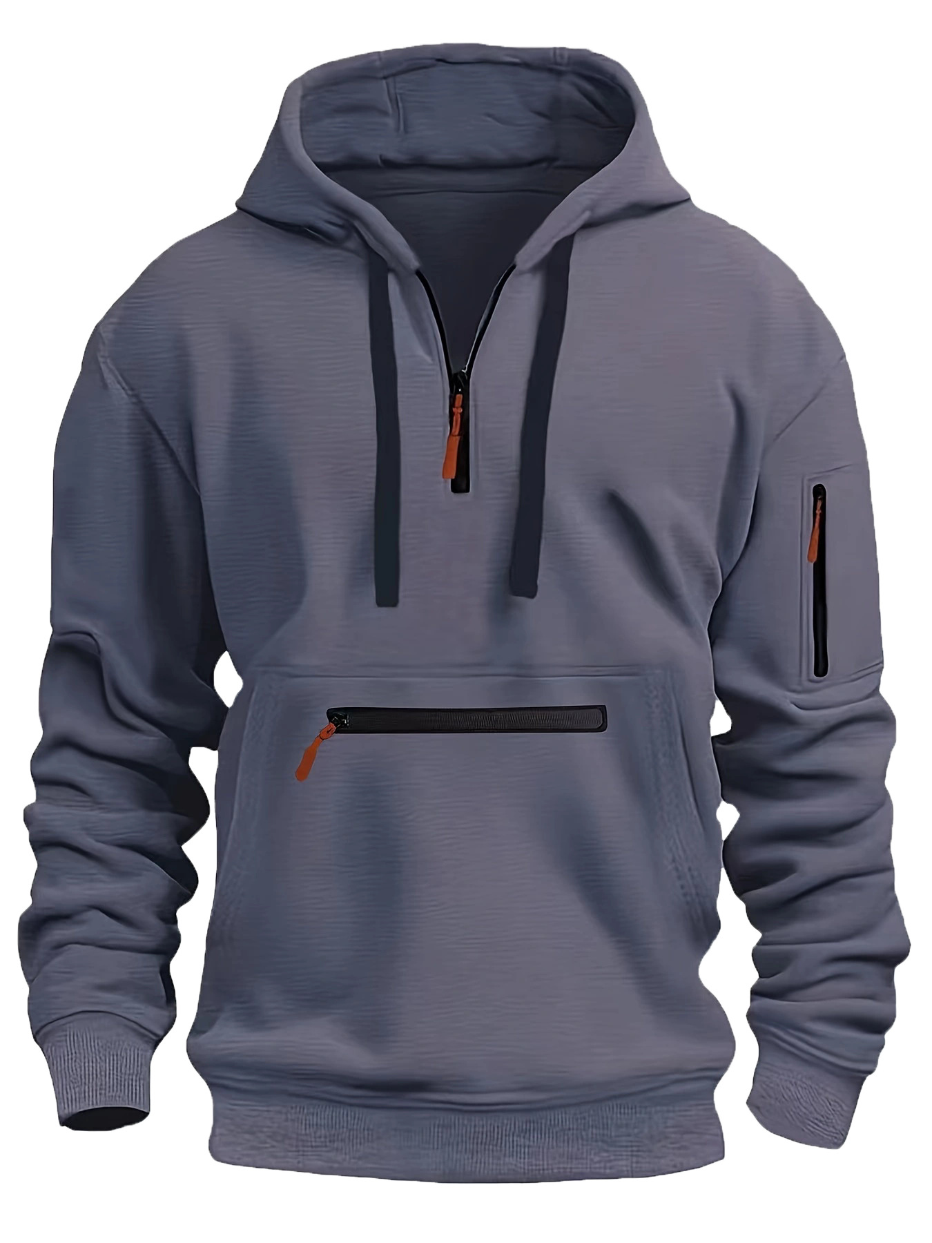 Men’s Waterproof Hooded Pullover – Sporty Half-Zip Jacket with Multi Pockets