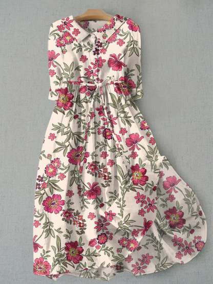 Women's Elegant Vintage Floral Patchwork Dress