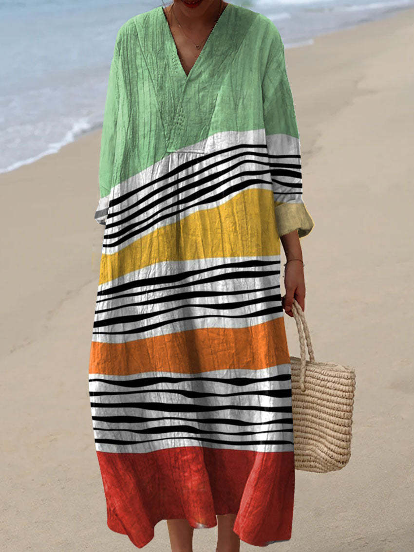 Women's Abstract Pattern Art Print Cotton Dress - Series4