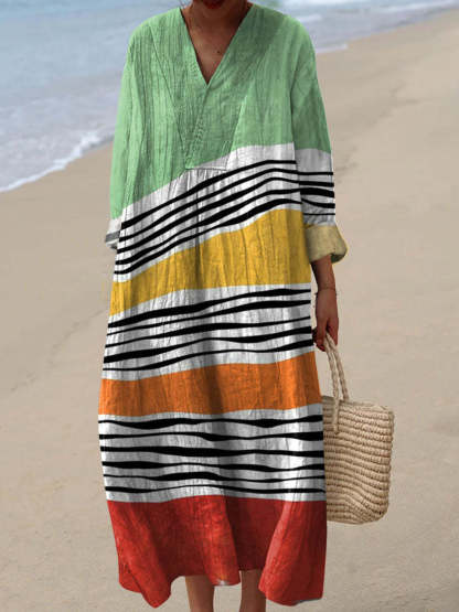 Women's Abstract Pattern Art Print Cotton Dress - Series4