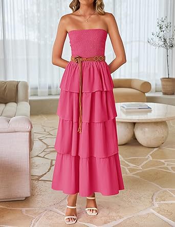 Elegant Women's Sleeveless Off-Shoulder Ruched Layered Tube Maxi Dress