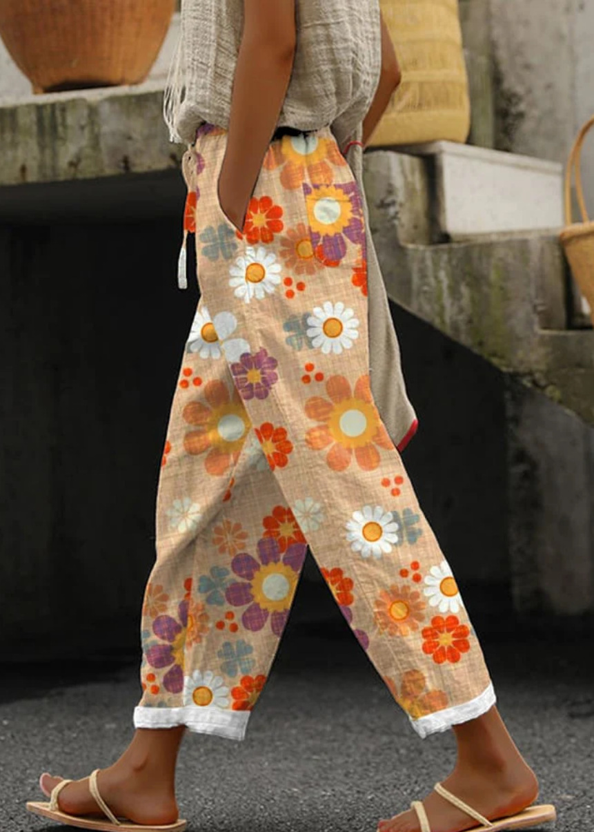 Women's Abstract Floral Print Casual Pants
