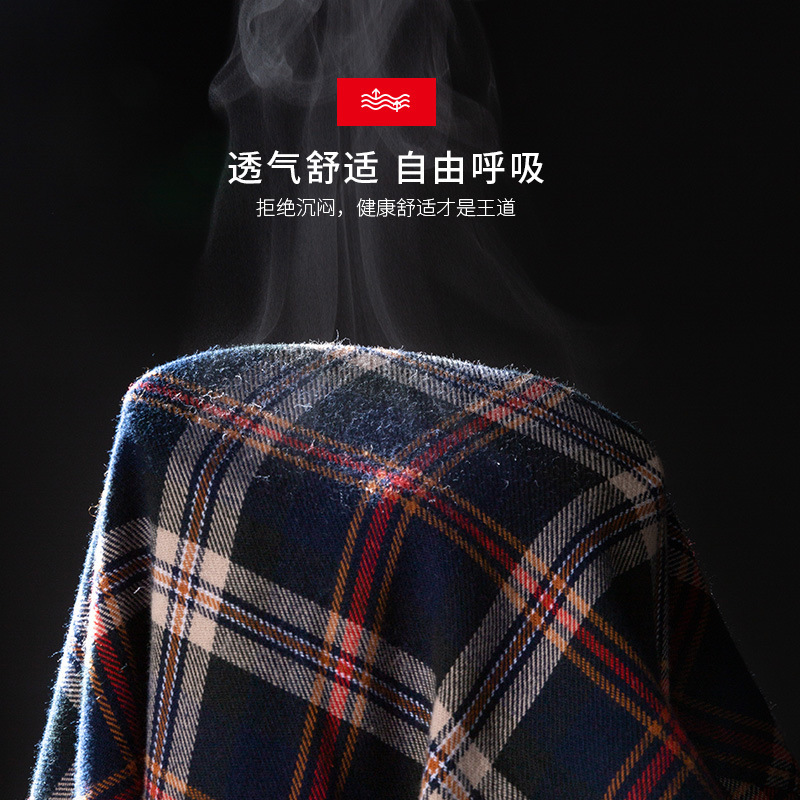 Men's Casual Plaid Shirt – Cotton Brushed, Polo Collar, All Seasons