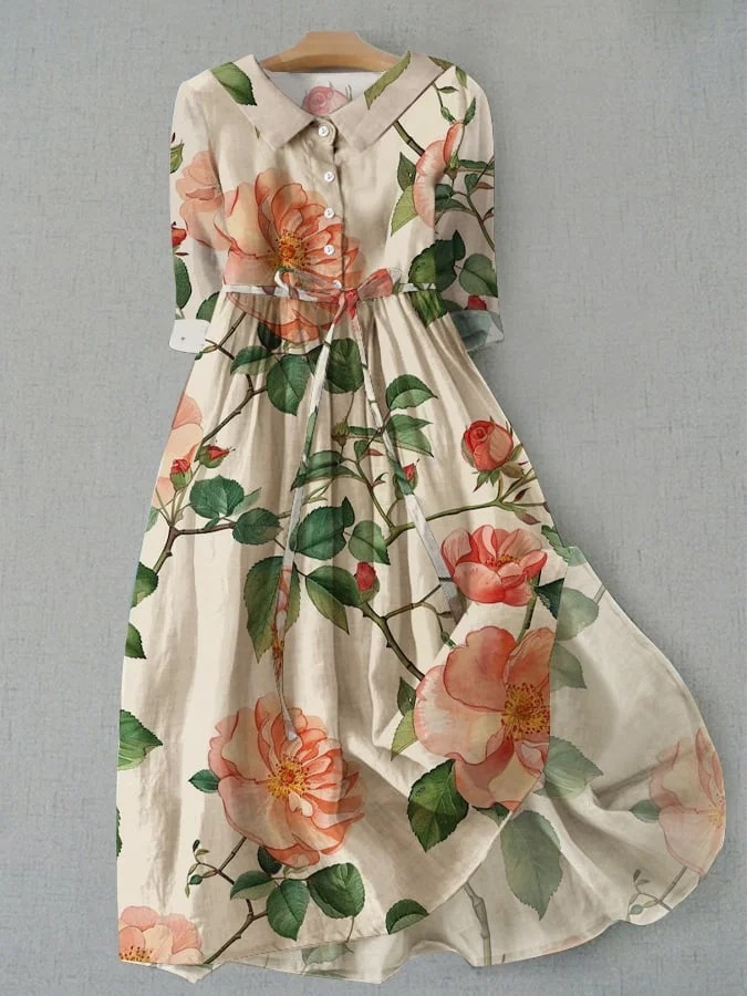 Women's Elegant Vintage Floral Patchwork Dress