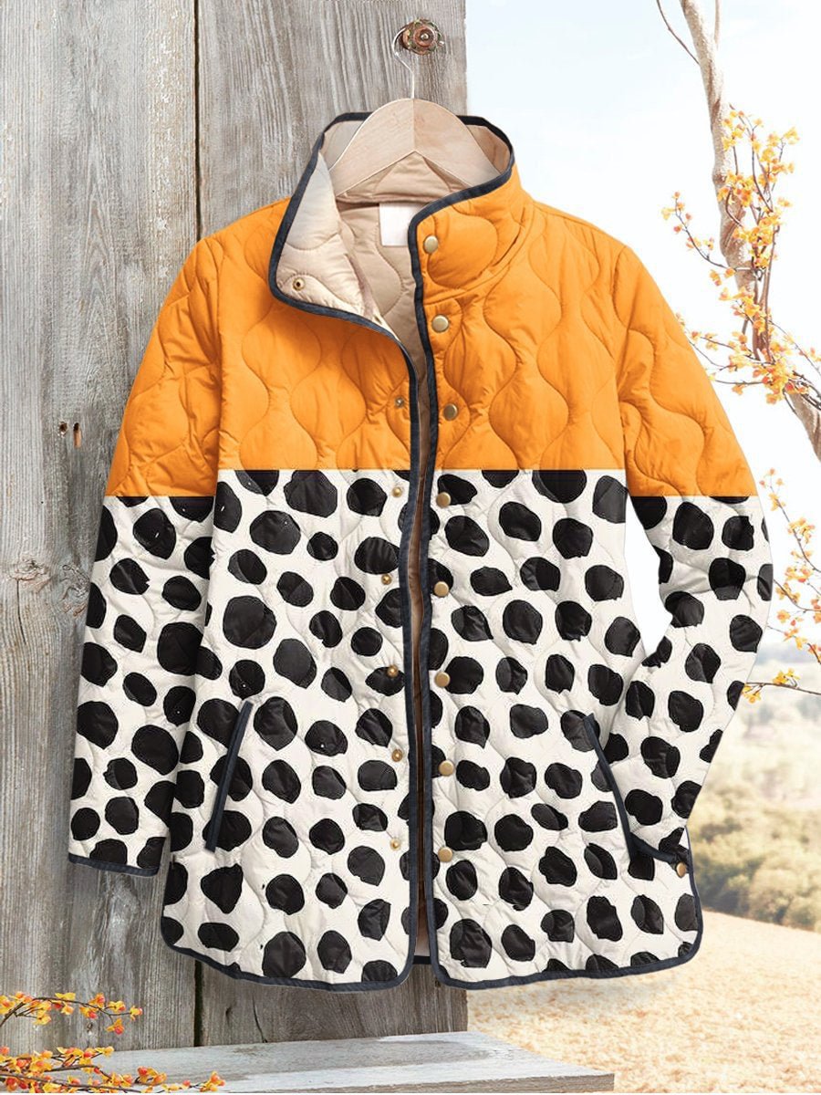 Women's Vintage Lovely Floral Art Print Casual Quilted Cardigan