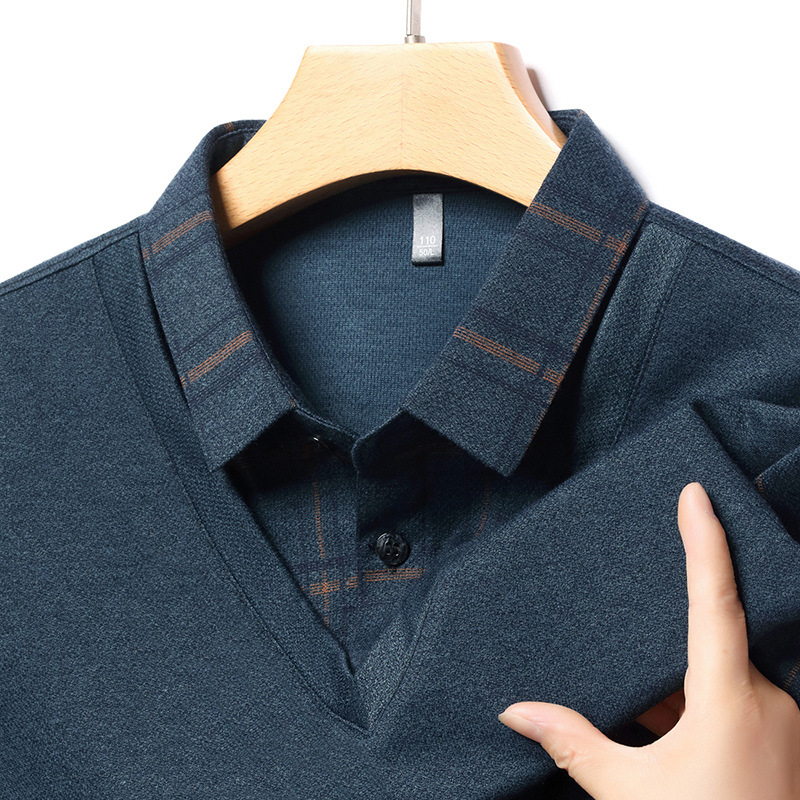 🍂 Early Fall Deal 49% OFF 🍂 Men's Pure Cotton Faux Two-Piece Lapel Long-Sleeve Tops