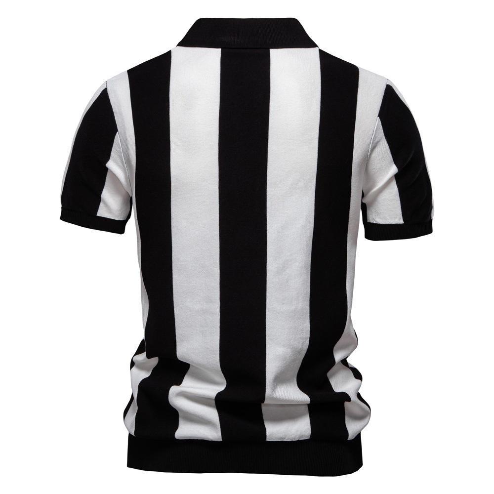 2025 Summer New Men's Knitted Short-Sleeve Polo Shirt with Turn-Down Collar