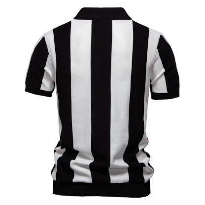 2025 Summer New Men's Knitted Short-Sleeve Polo Shirt with Turn-Down Collar