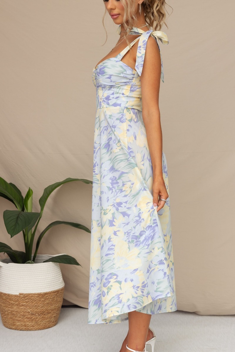 Sweet Pea Tied Shoulder Midi Dress Floral