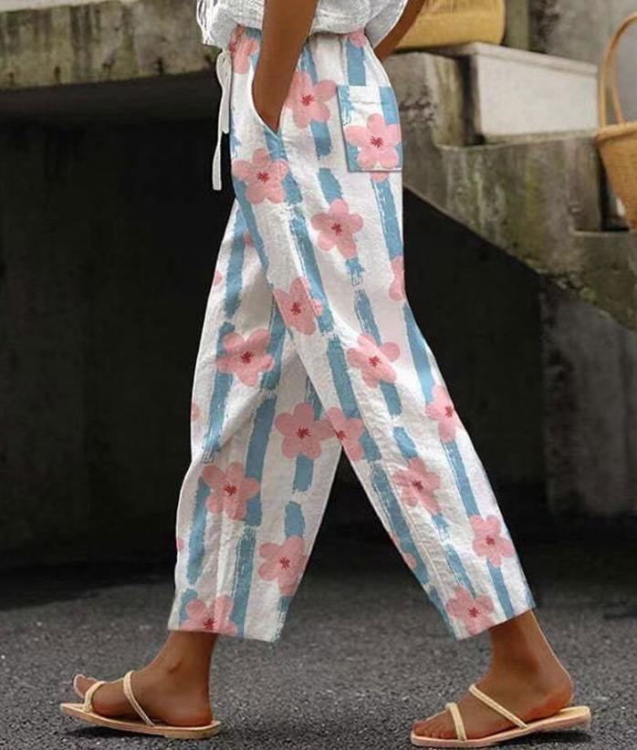 Women's Abstract Floral Print Casual Pants