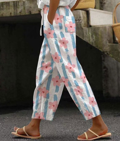 Women's Abstract Floral Print Casual Pants